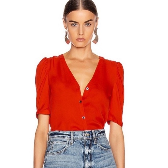 Veronica Beard Tops - Veronica Beard Garland Puff Sleeve Silk Blouse - 6